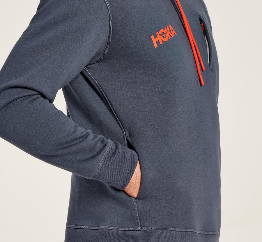 Sweat À Capuche Hoka One One Performance Homme - Bleu - IVY-974685